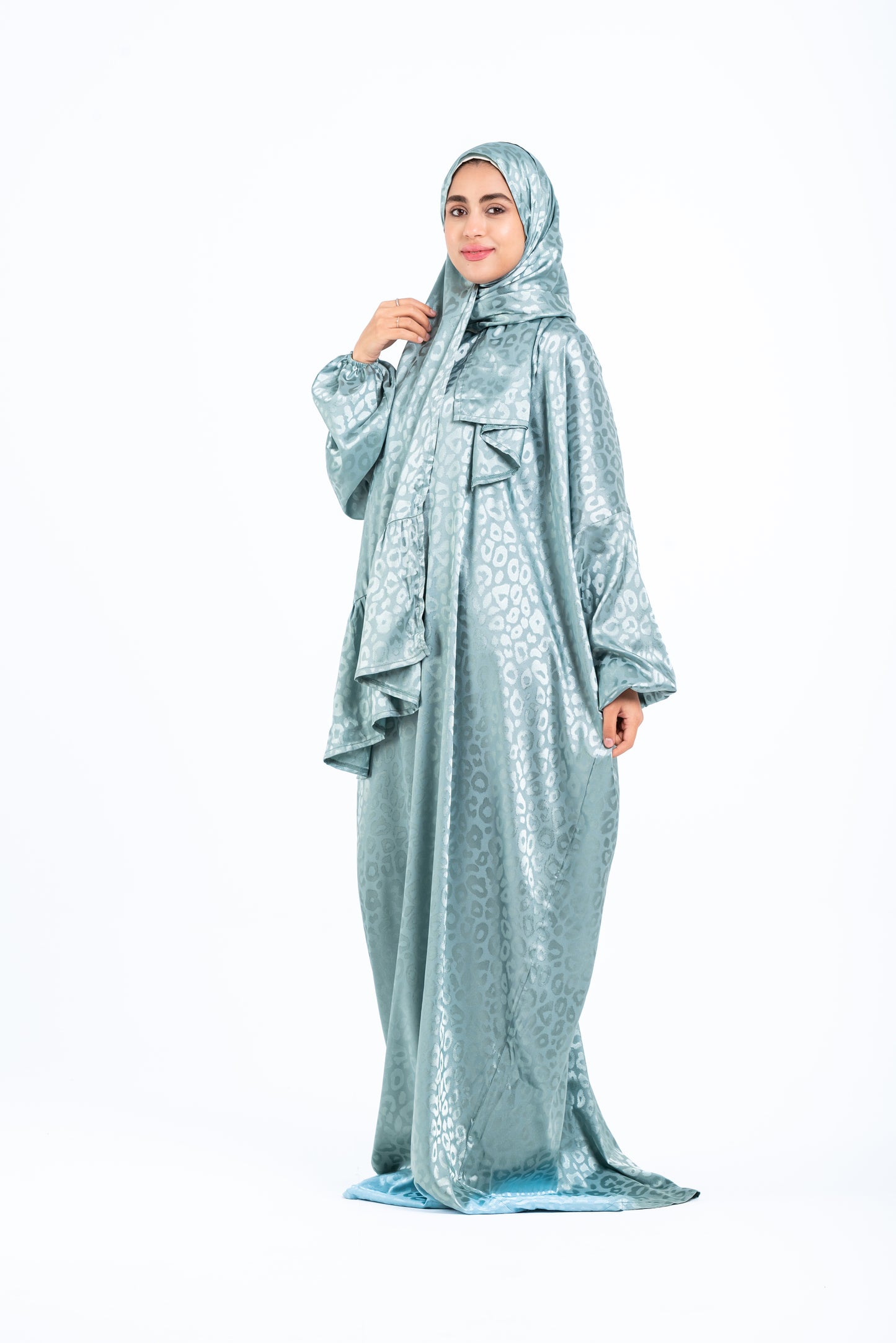 Minty fresh glam jacquard satin esdal with bandana