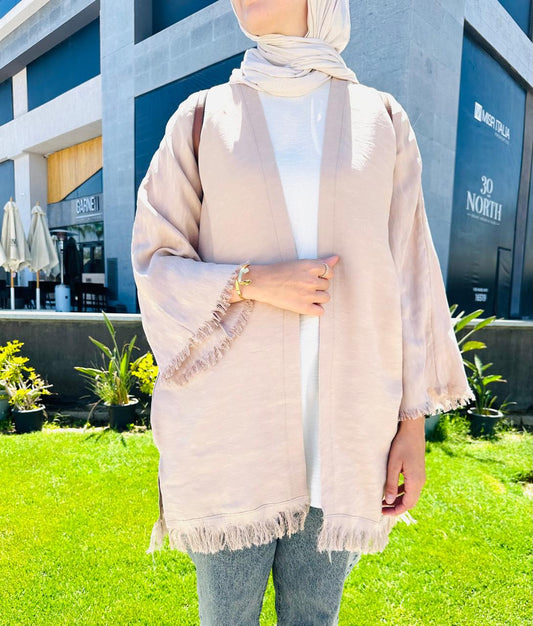 Frayed kimono - Beige