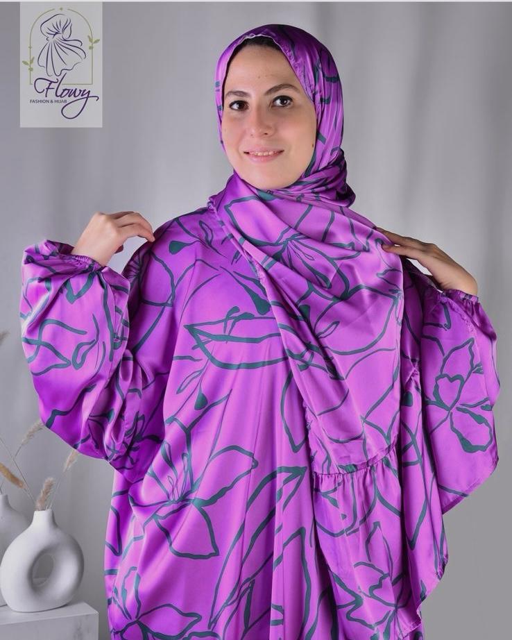 charming lilac silk satin esdal with bandana