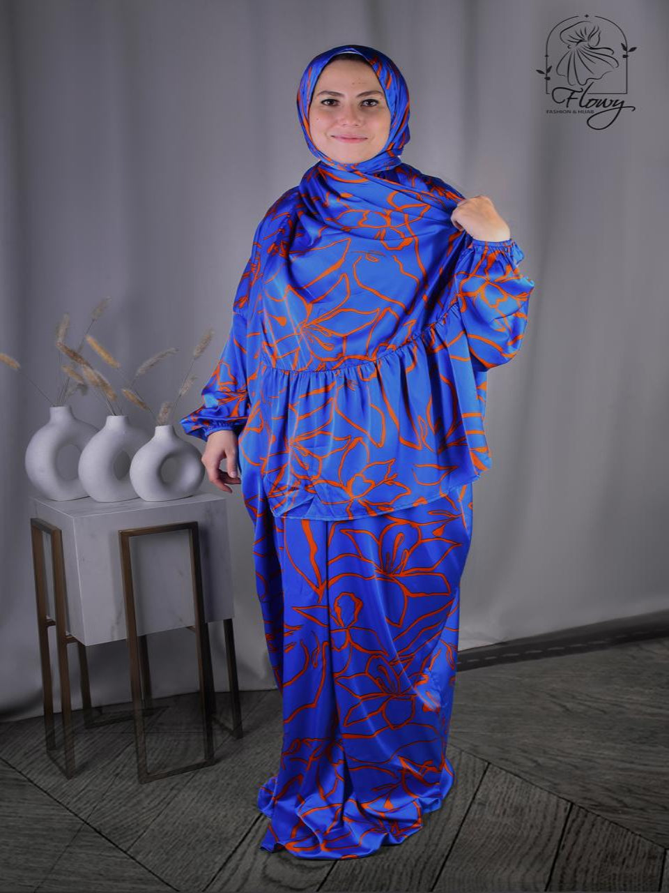 Blue haven silk satin esdal with bandana